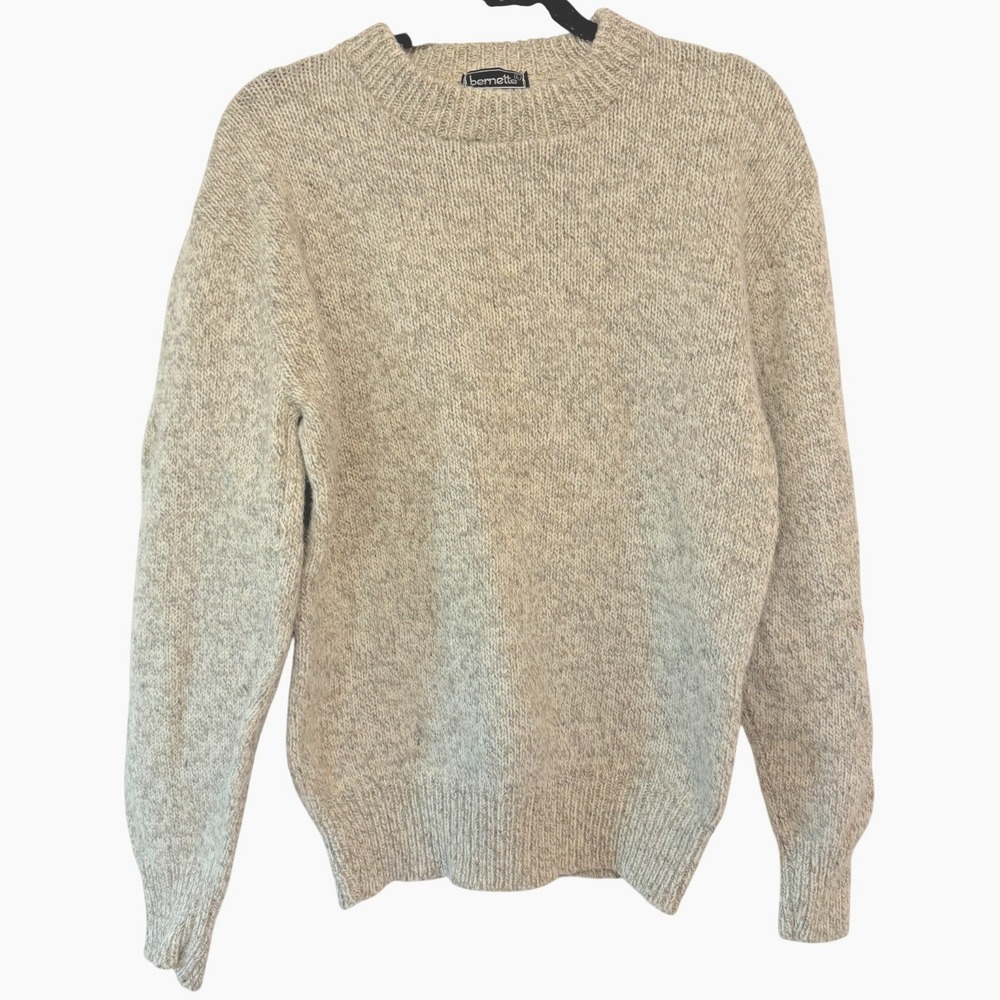 Vintage Women's Large Tan Brown Bernette Virgin Wool Sweater Made In USA